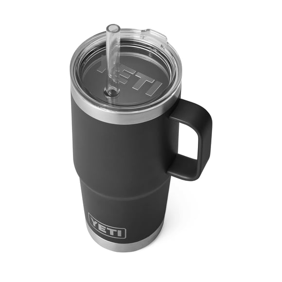 Taza YETI Rambler de 750 ml con tapa de pajita con aislamiento al vacío, color negro