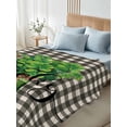 thumbnail image 4 of Plaid Black, King Size Flat Sheet, Wrinkleproof & Fadeproof Cooling Flat Bed Sheet Only, St. Patrick's Day Green Botanical Plant Breathable Soft Bedding Top Sheets 105 x 98 Inches, 4 of 8