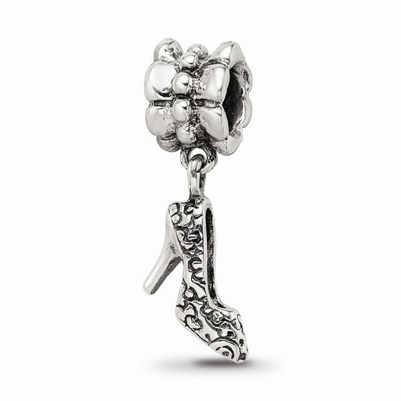 Fancy Bead White Sterling Silver Themed 26.36 mm 6.36 Reflections High Heel Shoe Dangle Bead