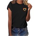 thumbnail image 1 of Wzzjkit T-Shirt Femme Col Rond en Forme de Cœur Imprimé Manches Courtes Décontracté Ample, 1 of 6
