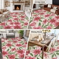thumbnail image 6 of Area Rug 60×96in, Pink Lily Watercolor Flroal Leaf Floor Carpet Living Room Rug, Blossom Flower on Retro Linen Non-Slip Welcome Mat Indoor Rugs for Bedroom Dining Room, 6 of 9