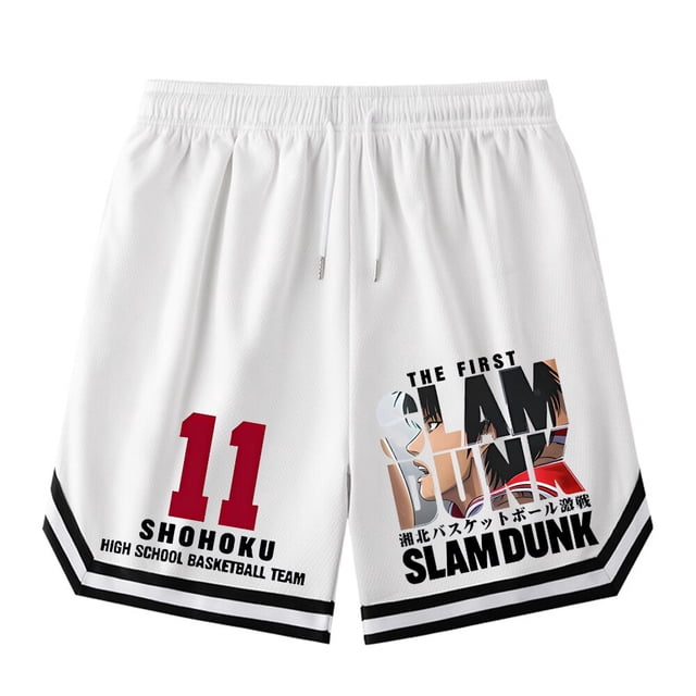 Slam Dunk-pantalones cortos de baloncesto para hombre, Shorts informales de Manga, holgados, transpirables, de gran tamaño, SHOHOKU Sakuragi Hanamichi