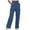 Blue, variant on Women's Fashion Solid Strappy Trousers, High Waisted Elastic Waist Wide Leg Cargo Pants with Pockets, 2025 Trendy Casual Baggy Joggers Pants