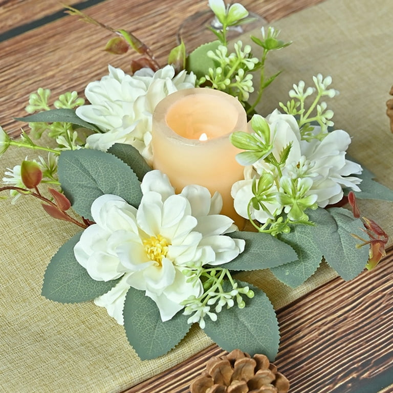 20x20cm Candle Rings Wreaths Spring Floral Candle Wreath - Main Image