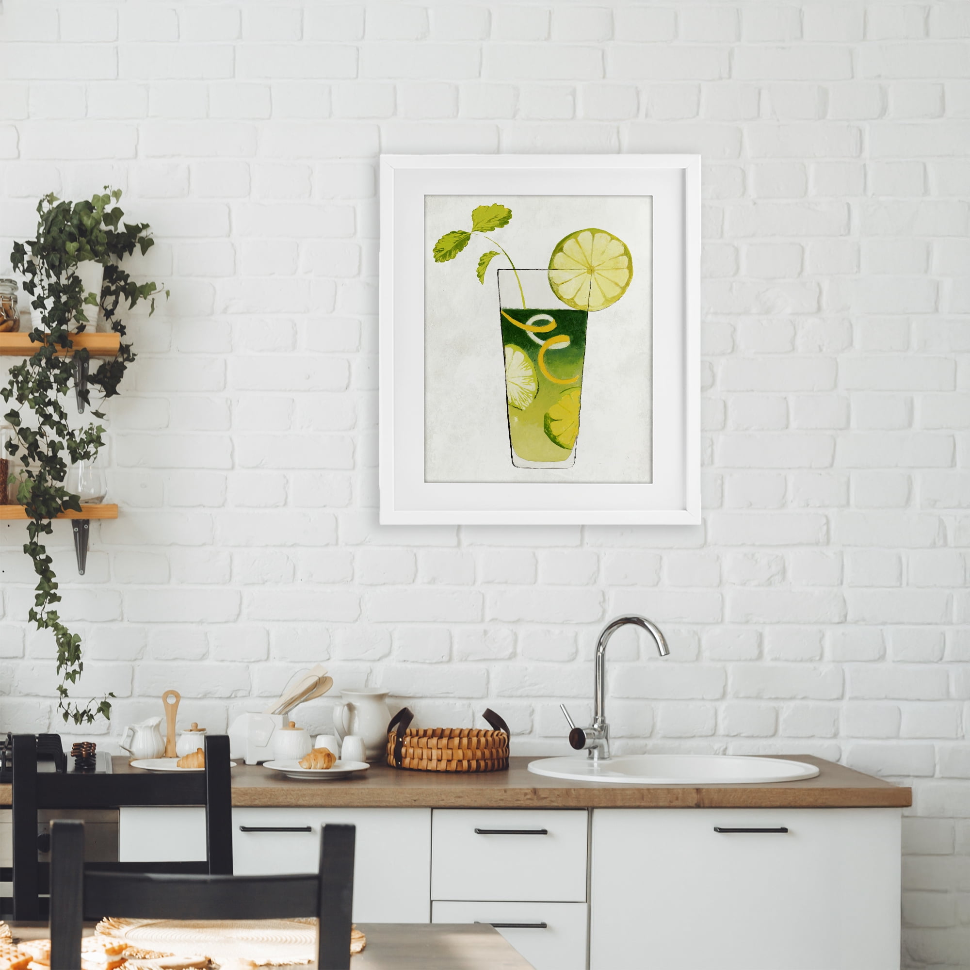 Stupell Industries Summer Cocktail Lime Mint White Framed Print Under Glass, design by Lorenzo Collective