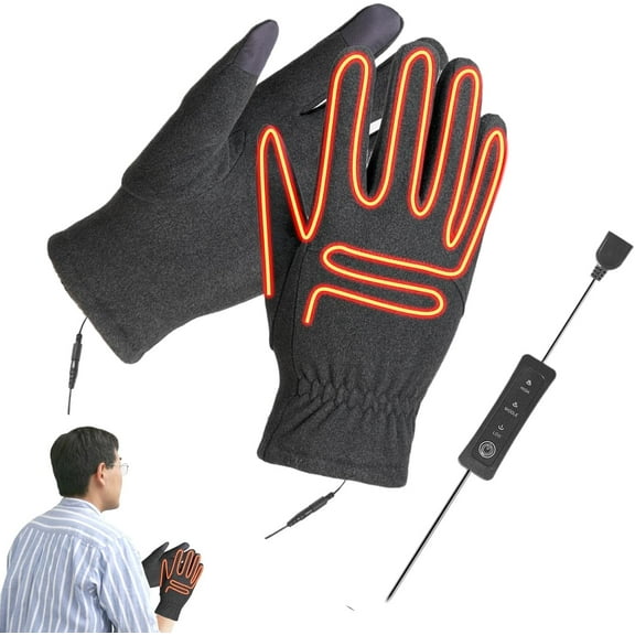 SONGAUN USB Heated Gloves - 3 Temperature Settings, Soft Velvet Touchscreen Gloves | High Quality Fabric and Velvet for Outdoor, Winter Sports and Driving in Cold Conditions 1
