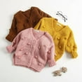 thumbnail image 4 of Solid Sweater Wool Ball Embellished Knitted Loose Girls‘ Jacket, 4 of 4