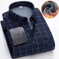 thumbnail image 2 of Men Winter Fleece Shirts Male Long Sleeve Casual Plaid Shirts Good Quality Man Thicker Warm Slim Fit Shirts Size L- 5XL, 2 of 6