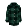 thumbnail image 3 of Outfmvch Womens Sweaters Jean Jacket Women'S Casual Loose Winter Plaid Lamb Fleece Jacket With Pockets Button Fleece Jacket Womens Sweatshirt Green 2Xl, 3 of 8
