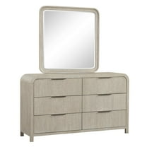 Roundhill Furniture Tavari Contemporary 6-Drawer Wood Dresser with Mirror, Light Gray