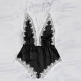 thumbnail image 6 of Xysaqa Women Lingerie Lace Satin Bodysuit Deep V Neck Teddy One-Piece Babydolls Nightwear Slim-Fit S-3XL, 6 of 7