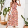 thumbnail image 7 of Wycnly Summer Dresses for Women Beach Fashion Elastic Waist A Line Tank Sundress 2025 Sleeveless V-Neck Floral Print Long Formal Dress Green s, 7 of 7