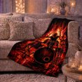 thumbnail image 6 of Long Haired Drummer Raising Sticks Above A Drum Kit Amid Flames, Cozy Flannel Blanket for Rock Music Enthusiasts, Dramatic Rock Home Decor for Music Room and Bedroom, Appreciation Gift, 6 of 9