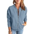 thumbnail image 1 of Baberdicy Cardigans pour Femmes Légers à Capuche Zippée pour Adolescentes Chandail en Molleton Surdimensionné Vêtements Mignons Automne Décontracté Veste à Cordon avec Poches Hauts Grande Taille Bleu, 1 of 8