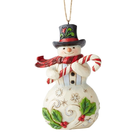 Enesco Jim Shore Heartwood Creek Snowmwan W/Candy Can Hanging Ornament