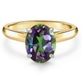 thumbnail image 3 of Gem Stone King 10K Two Tone Gold Green Mystic Topaz Engagement Ring for Women | 2.30 Cttw | Oval 9X7MM | Gemstone November Birthstone | Size 9, 3 of 6