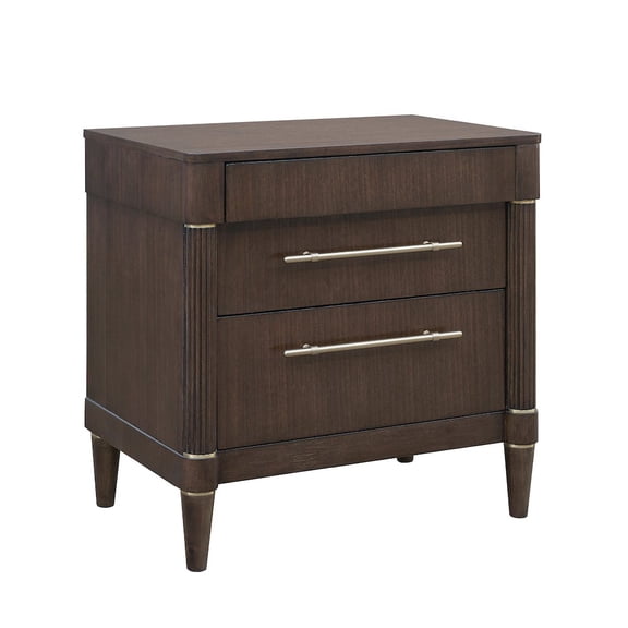 PFC Asher Park 3 Drawer Nightstand, Piano Brown Finish