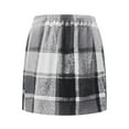 thumbnail image 5 of FRSASU Womens Elastic High Waist Button Plaid Skirt Bodycon Pencil Wool Mini Skirts with Pocket Gray, 5 of 9