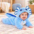 thumbnail image 4 of CUZIBR Baby Halloween Costumes Boy Girl Fuzzy Onesie Animal Romper Jumpsuit Hooded Zip Up Long Sleeve Soft Cosplay Party Clothes,Blue,3-6 Months, 4 of 8