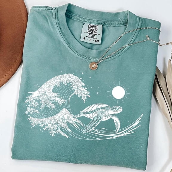 Comfort Colors Sea Turtle T-Shirt: Ocean Wave Graphic Tee