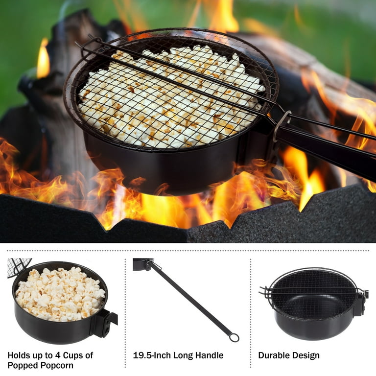 Esschert Design Fireplace Popcorn Popper – All-Metal Campfire Popper With 20" Handle