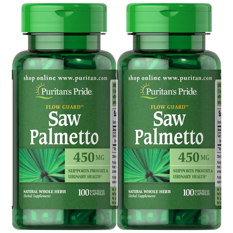Puritan's Pride Saw Palmetto 450 mg 100 Capsules (2 PACK)