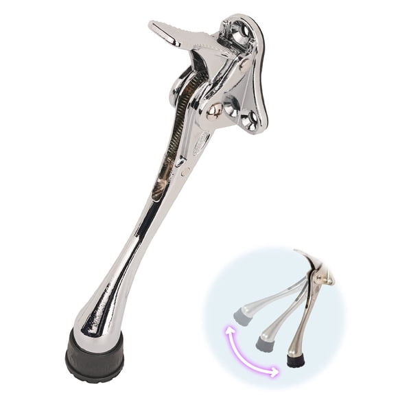 One Touch Kickdown Door Stopper, Door Holder, Heavy Duty Door Stops, Bottom of Door, Height-Adjustable Rubber Tips by HASHI (Chrome 6 inch x 1pack)