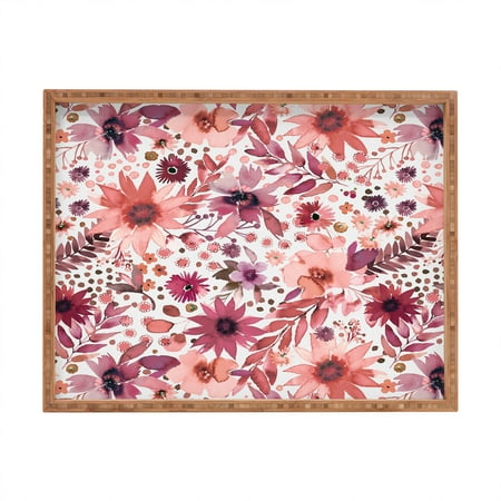 

Society6 Ninola Design Rustic Flowers Organic Holiday 18 x 14 Rectangle Bamboo Tray