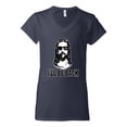 thumbnail image 2 of Wild Bobby Jesus: Ill Be Back Inspirational/Christian Women Standard V-Neck Tee, Navy, Small, 2 of 5