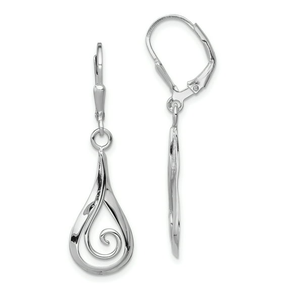 Primal Silver Sterling Silver Rhodium-plated Polished Fancy Dangle Leverback Earrings