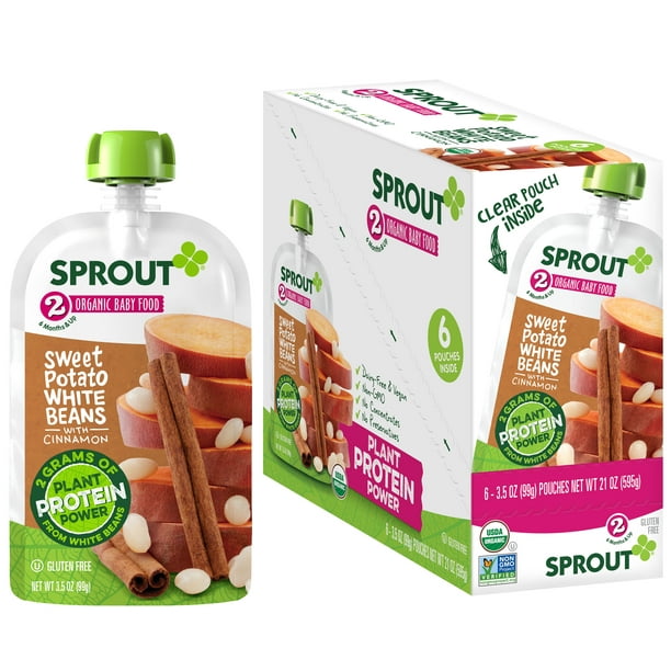 Sprout Organic Stage 2 Baby Food, Sweet Potato White Beans