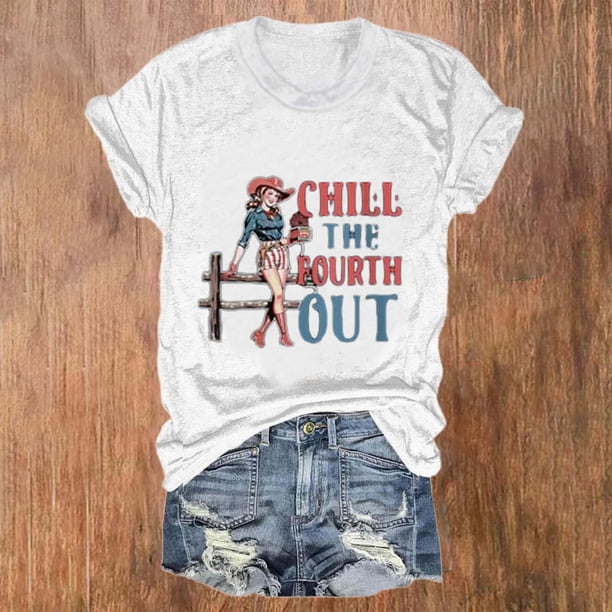 Fiudx Camisas para Mujer Tops con Estampado de Moda para Mujer, Blusa de Manga Corta, Camisetas Divertidas con Cuello Redondo