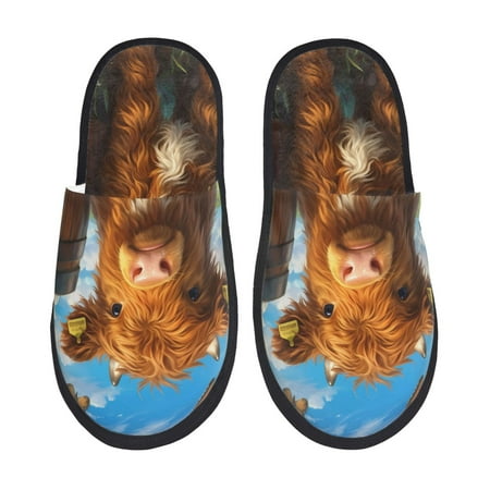 

Disketp Calf Butterflies Lilies A Fuzzy House Memory Foam Slippers Furry Fur Lined Bedroom Shoes Cozy Indoor-Large