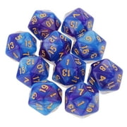 10pcs 20 Sided Dice D20 Polyhedral Dice for Game Role Playing Game quality Blue -a