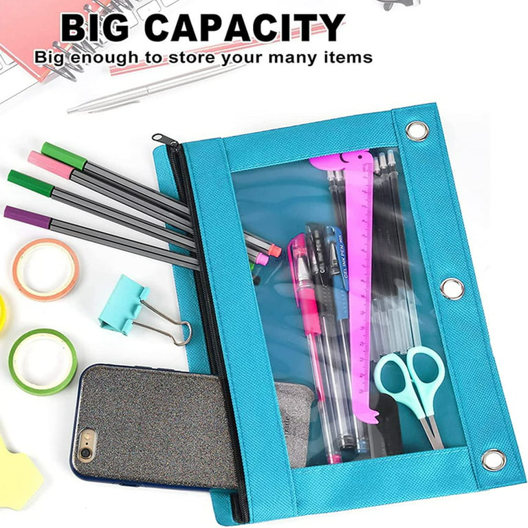 TOPWOOZU Pencil Pouch 3 Ring, Zipper Pencil Pouches Case Binder Cosmetic  Bag Black 2 Pack - Yahoo Shopping