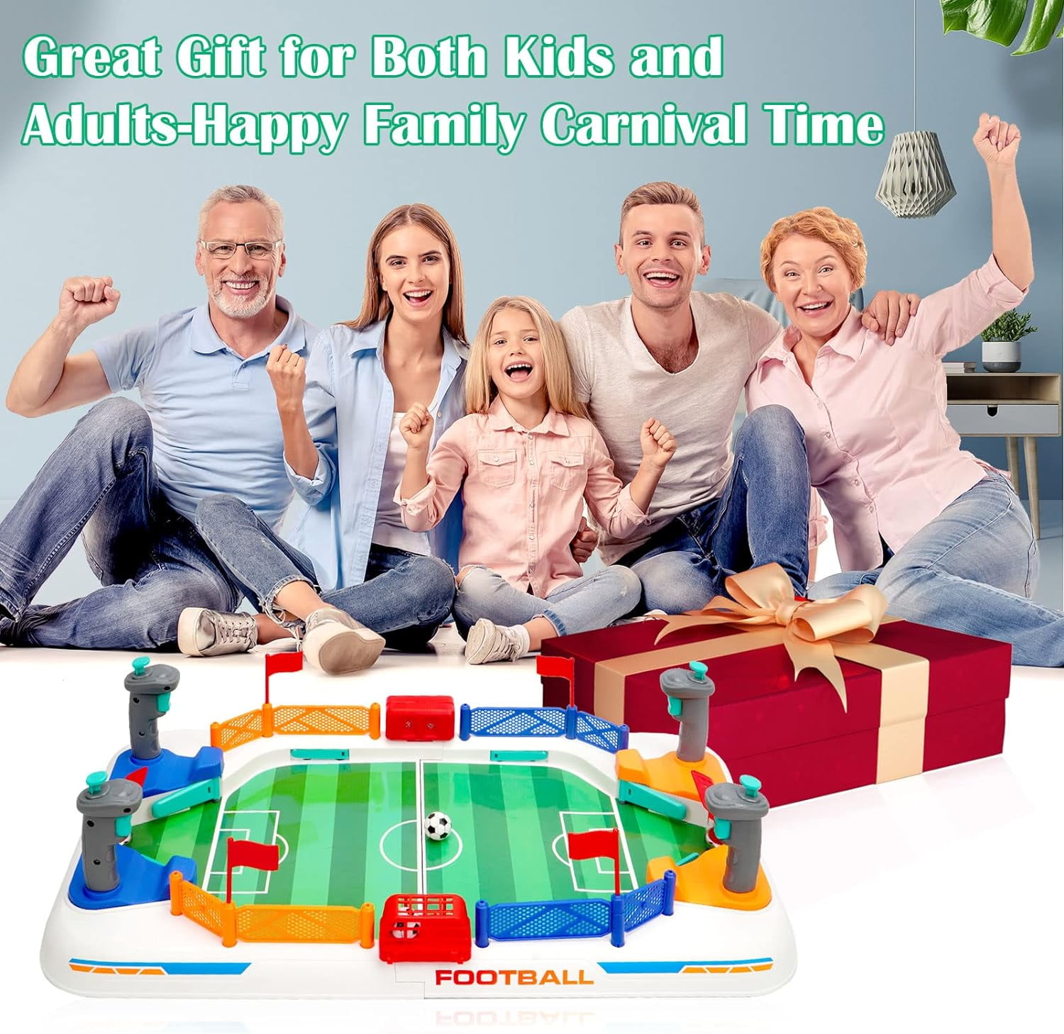 LINXUXIE Mini Soccer Table Game Set, Football Games Board for Indoor & Outdoor, Birthday Gifts for 3-5 5-8 8-12 Year Old