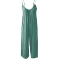 thumbnail image 4 of Women Solid Jumpsuit Pajamas Casual Sling Wide Leg Long Pants, 4 of 6