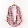 thumbnail image 1 of DPTALR Hauts à Manches Longues pour Femmes Cardigan à Revers à Simple Boutonnage Chemise Blouse à Carreaux à Boutons, 1 of 3
