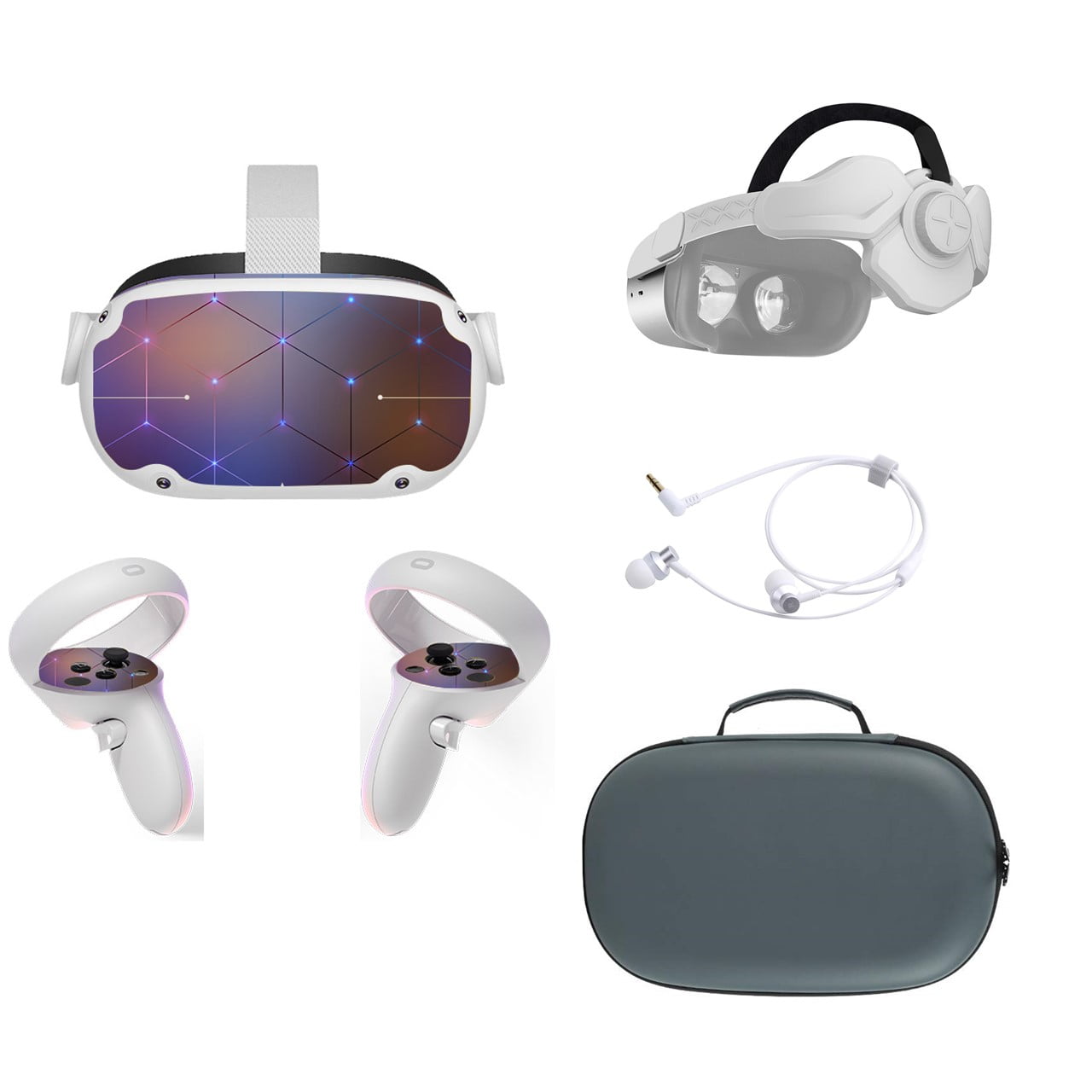 thesaurus punishment Specially 2022 Oculus Quest 2 All-In-One VR Headset, Touch Controllers, 256GB SSD,  1832x1920 up to 90 Hz Refresh Rate LCD, 3D Audio, Mytrix Head Strap,  Carrying Case, Earphone, Futuristic Space Purple Stickers -