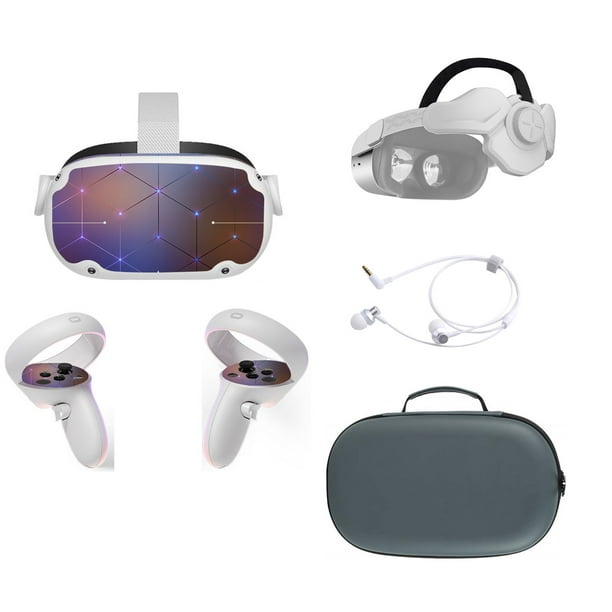 Meta Oculus Quest 2 All-In-One VR Headset, Touch 256GB SSD, 1832x1920 to 90 Hz Refresh Rate LCD, 3D Audio, Mytrix Head Strap, Carrying Case, Earphone, Futuristic Space Purple -