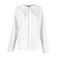 thumbnail image 2 of XFLWAM Women's Full Zip Up Hoodie Long Sleeve Hooded Sweatshirts Fall Casual Lightweight Jacket Coat with Pockets White M, 2 of 4