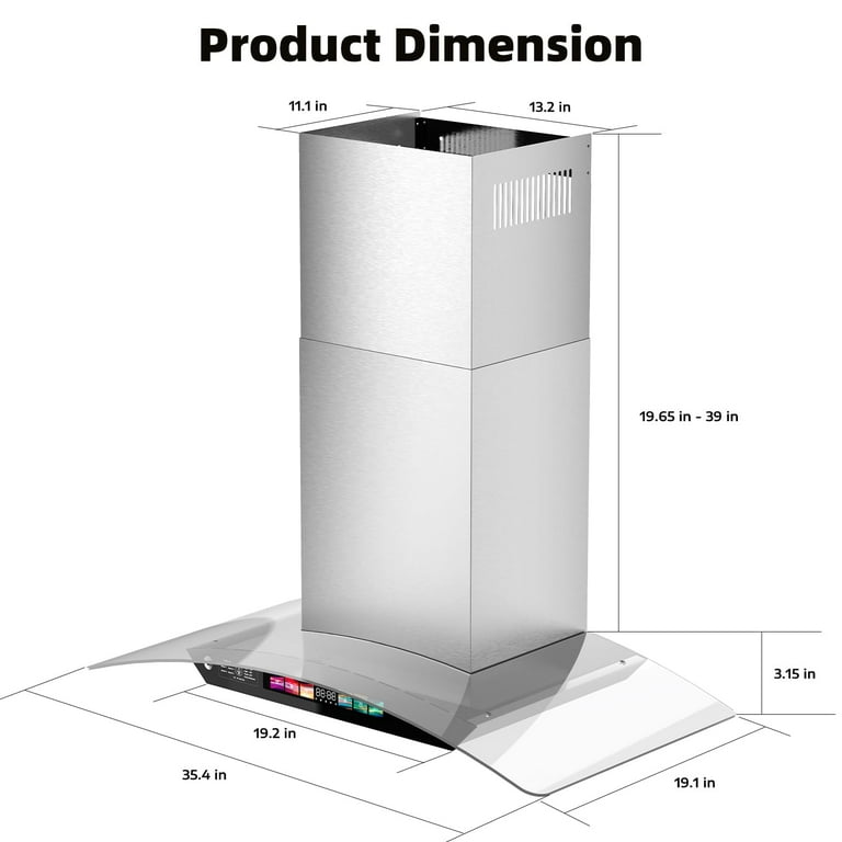 BRANO 36 inch Wall Mount Range Hood 900 CFM, Voice/Gesture/Touch