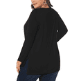 thumbnail image 3 of FlorCurve Plus Size Shirts for Women Long Sleeve V Neck T-shirts Casual Side Slit Rayon Tops, Black XL, 3 of 9
