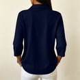 thumbnail image 4 of Polo Shirts for Women 3/4 Sleeve Business Casual Button Collar Lightweight Work Shirts Navy L, 4 of 9