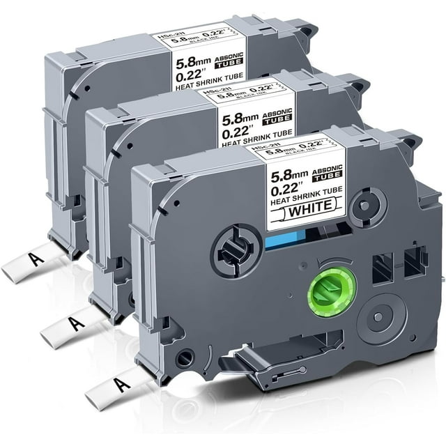Paquete de 3 cintas termorretráctiles de repuesto compatibles con P Touch para Brother HSE211, HSE-211, HS-211, HS211 y HSE.