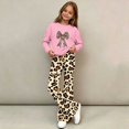 thumbnail image 5 of Amidoa Girls Sweatsuits 2pcs Sets Casual Fall Winter Clothes Cute Fleece Floral Print Sweatshirt and Slightly Flared Sweatpants Back to School Outfits Pink Size 11-12 Years, 5 of 7