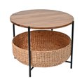 thumbnail image 2 of happimess SAT2000A Carly 24.21" Modern Coastal Round Acacia Wood/Water Hyacinth Coffee Table with Storage Basket, Natural/Black, 2 of 6