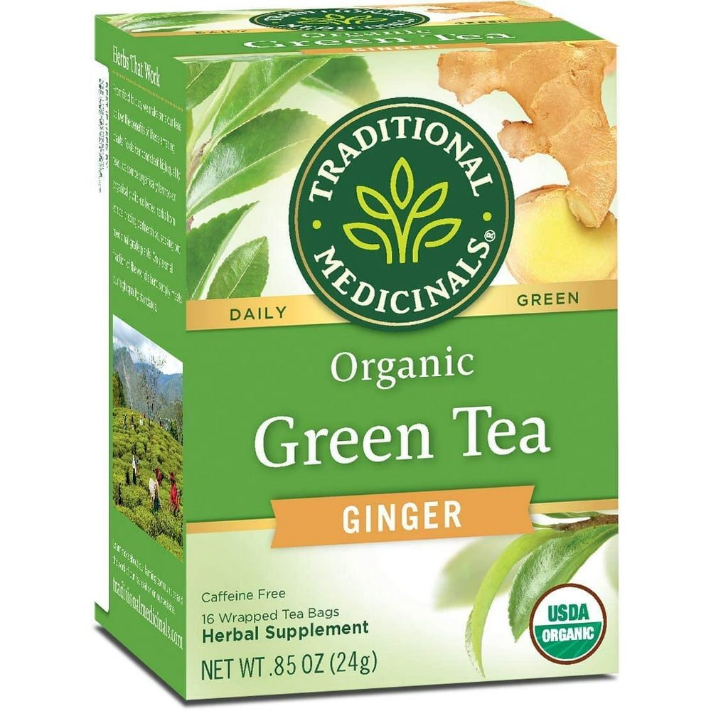 Traditional Medicinals Organic Green Tea with Ginger Herbal Tea Bags
