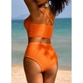 thumbnail image 3 of Women's Textured Bikini Sets Twist Front Top Swimsuits High Waisted Bathing Suits, 3 of 5
