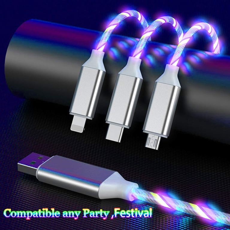 Charging Color Indicator Visual Charging Indicator Cable 3-in-1 Fast Charging Cord With Color ...